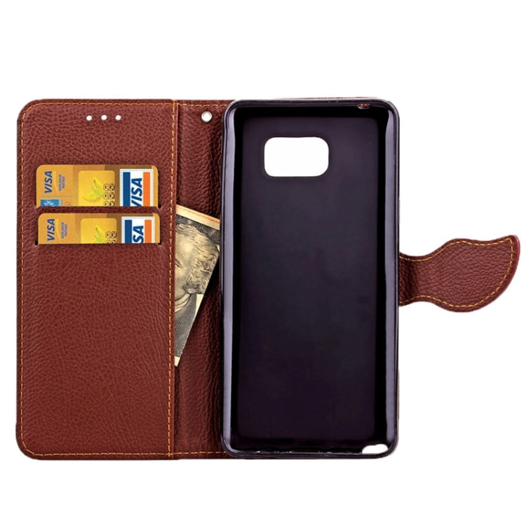 Leaf Magnetic Snap Litchi Texture Horizontal Flip Leather Case with Card Slots & Holder & Wallet & Lanyard for Galaxy Note 5 / N9200