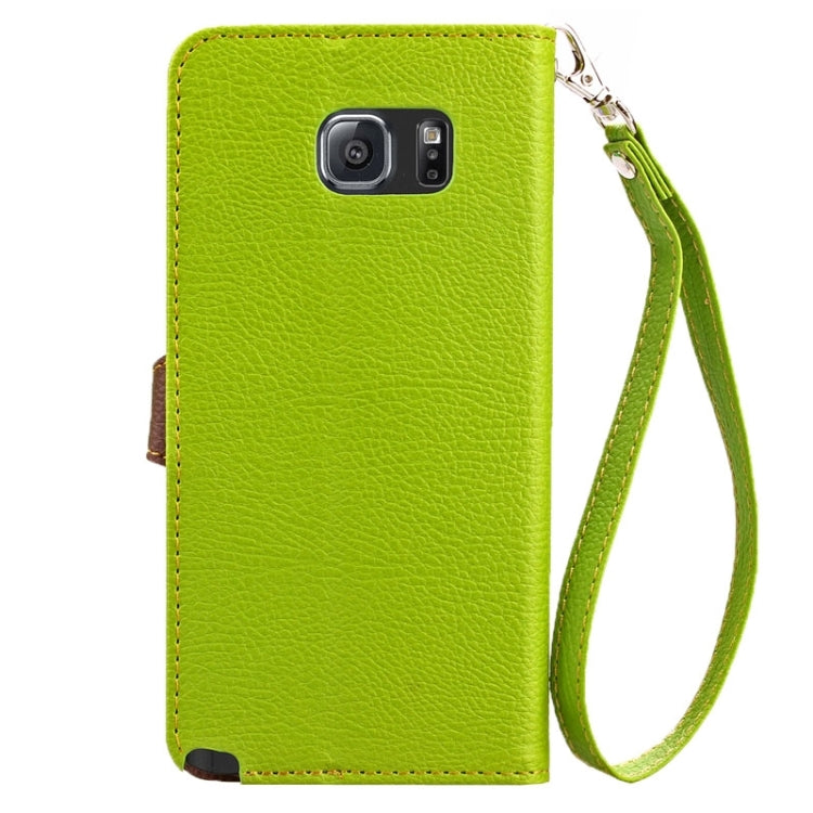 Leaf Magnetic Snap Litchi Texture Horizontal Flip Leather Case with Card Slots & Holder & Wallet & Lanyard for Galaxy Note 5 / N9200