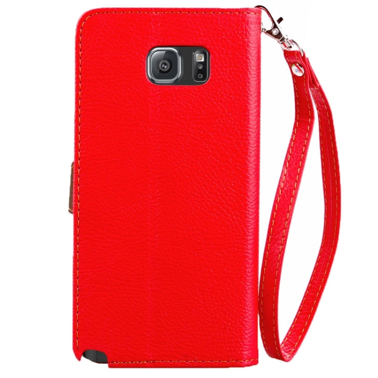 Leaf Magnetic Snap Litchi Texture Horizontal Flip Leather Case with Card Slots & Holder & Wallet & Lanyard for Galaxy Note 5 / N9200