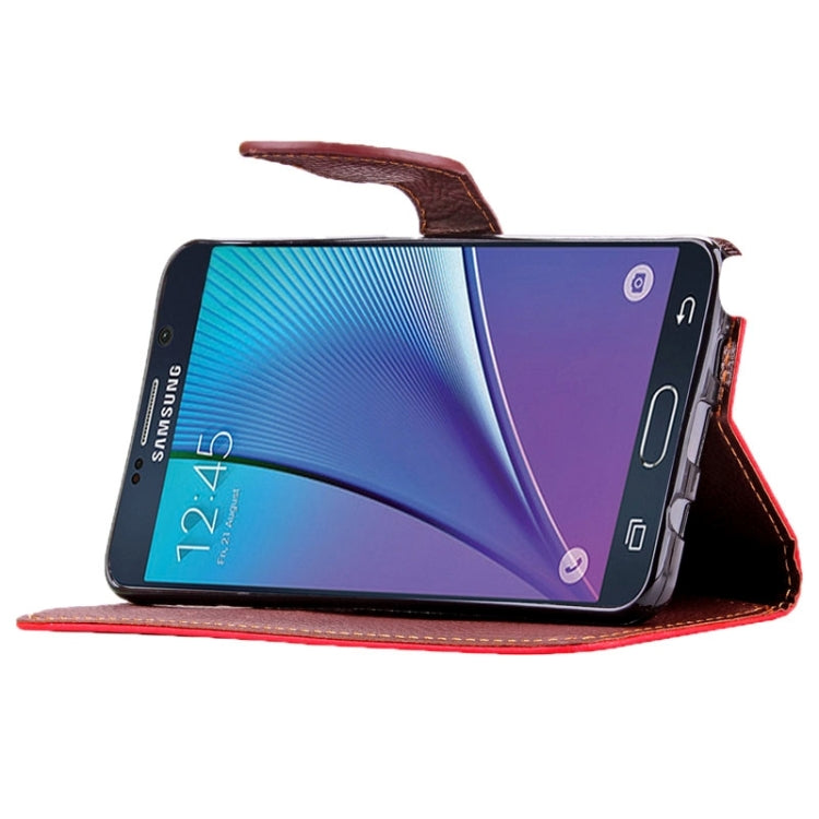Leaf Magnetic Snap Litchi Texture Horizontal Flip Leather Case with Card Slots & Holder & Wallet & Lanyard for Galaxy Note 5 / N9200