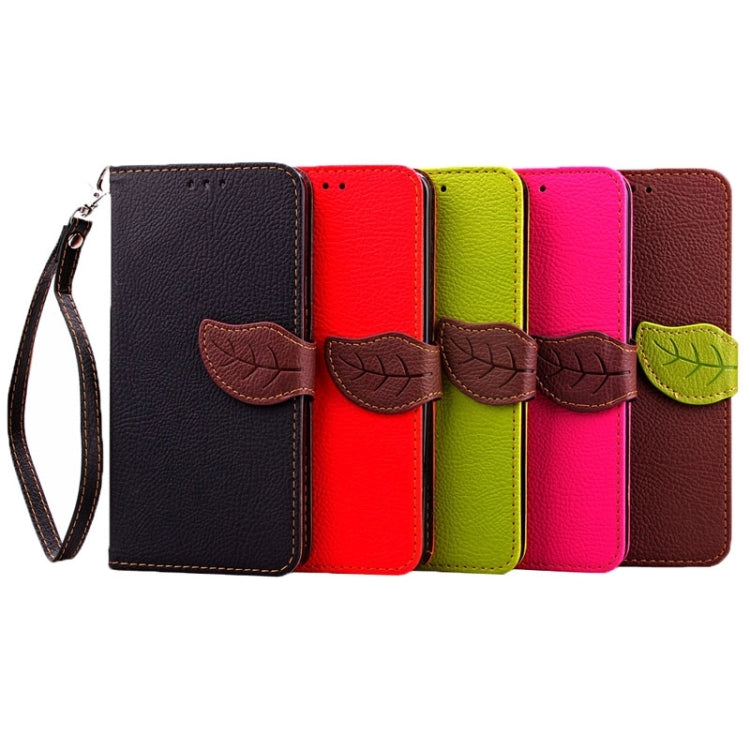 Leaf Magnetic Snap Litchi Texture Horizontal Flip Leather Case with Card Slots & Holder & Wallet & Lanyard for Galaxy Note 5 / N9200