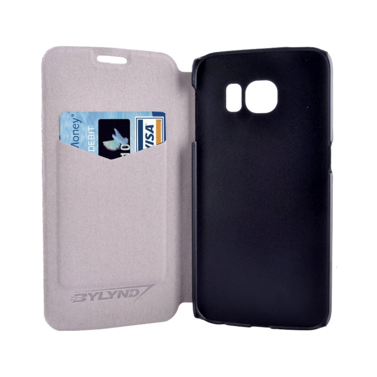 For Galaxy S6 Edge / G925 Litchi Texture Solid Color Horizontal Flip Leather Case with Holder & Card Slots