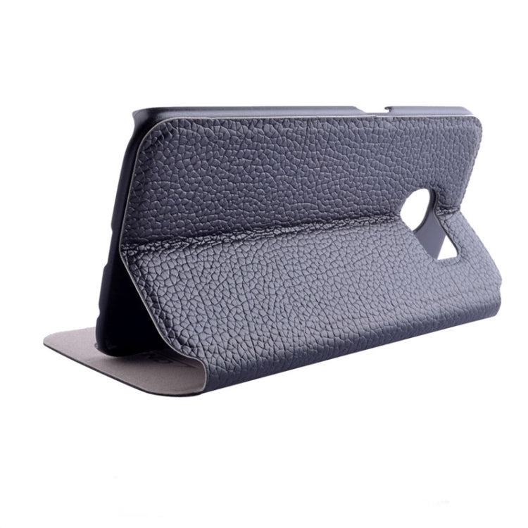 For Galaxy S6 Edge / G925 Litchi Texture Solid Color Horizontal Flip Leather Case with Holder & Card Slots