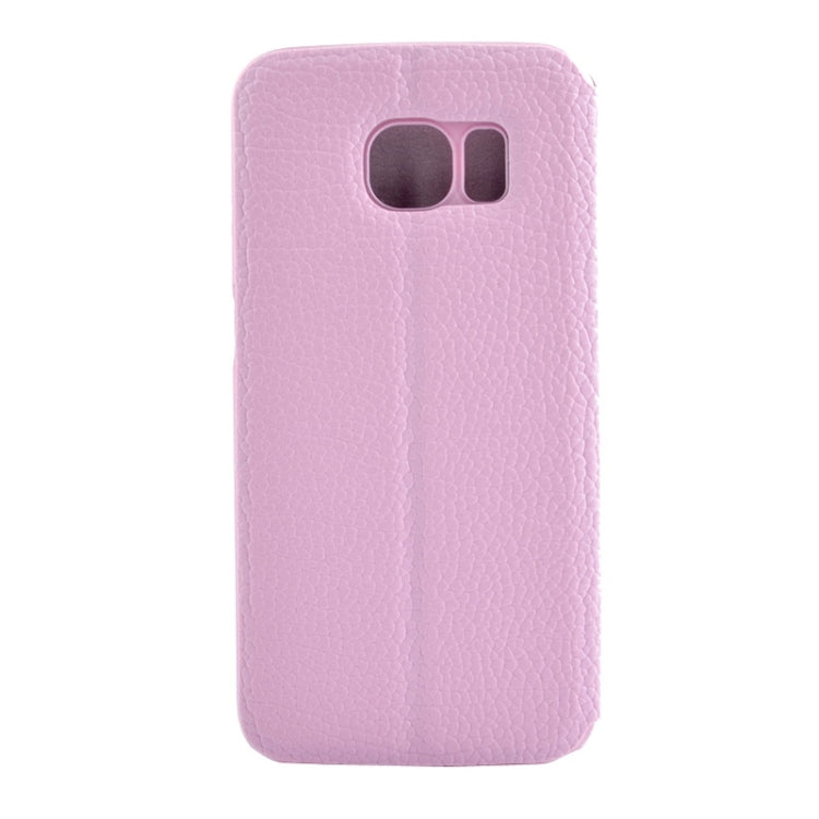 For Galaxy S6 Edge / G925 Litchi Texture Solid Color Horizontal Flip Leather Case with Holder & Card Slots