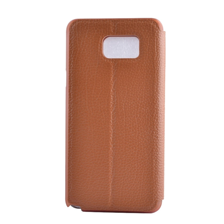 Litchi Texture Solid Color Horizontal Flip Leather Case with Holder & Caller ID Window for Galaxy Note 5 / N9200