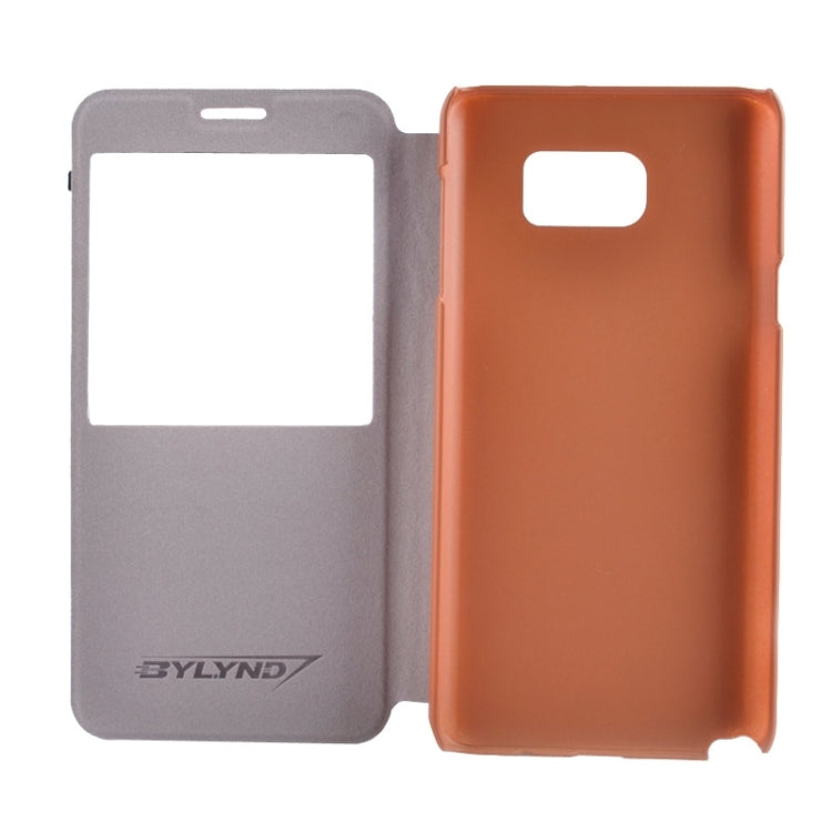 Litchi Texture Solid Color Horizontal Flip Leather Case with Holder & Caller ID Window for Galaxy Note 5 / N9200