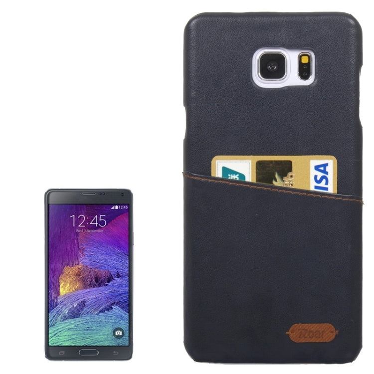 Roar Crazy Horse Texture PU Leather Paste Skin Hard Shell Plastic Case with Card Slot for Galaxy Note 5 / N920