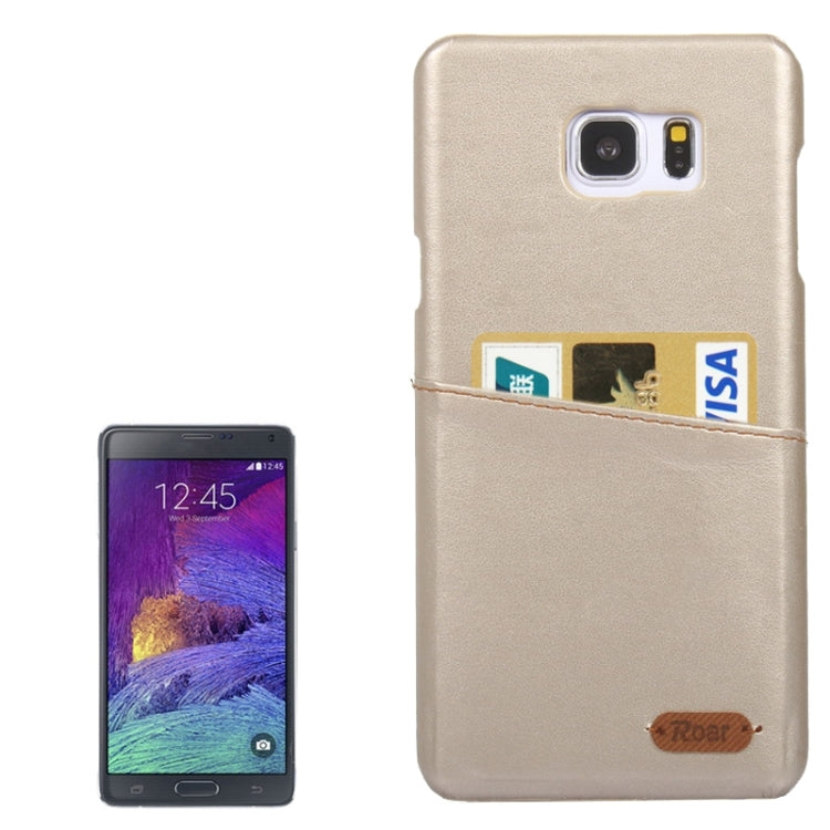 Roar Crazy Horse Texture PU Leather Paste Skin Hard Shell Plastic Case with Card Slot for Galaxy Note 5 / N920