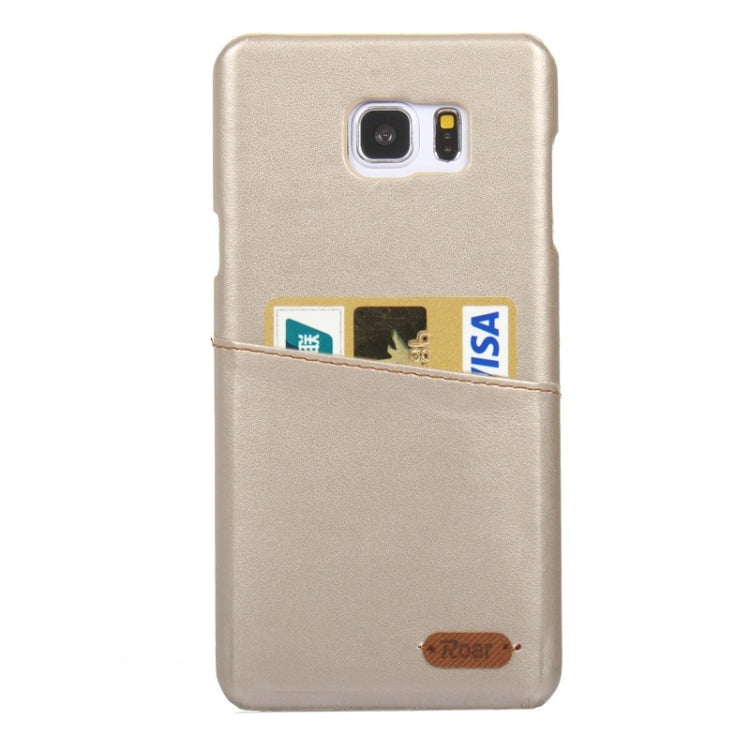 Roar Crazy Horse Texture PU Leather Paste Skin Hard Shell Plastic Case with Card Slot for Galaxy Note 5 / N920