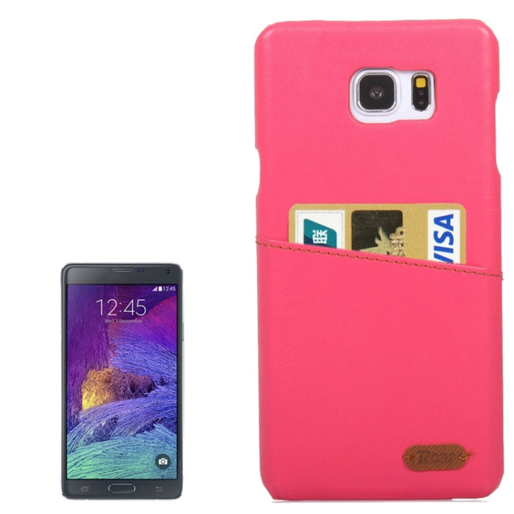 Roar Crazy Horse Texture PU Leather Paste Skin Hard Shell Plastic Case with Card Slot for Galaxy Note 5 / N920