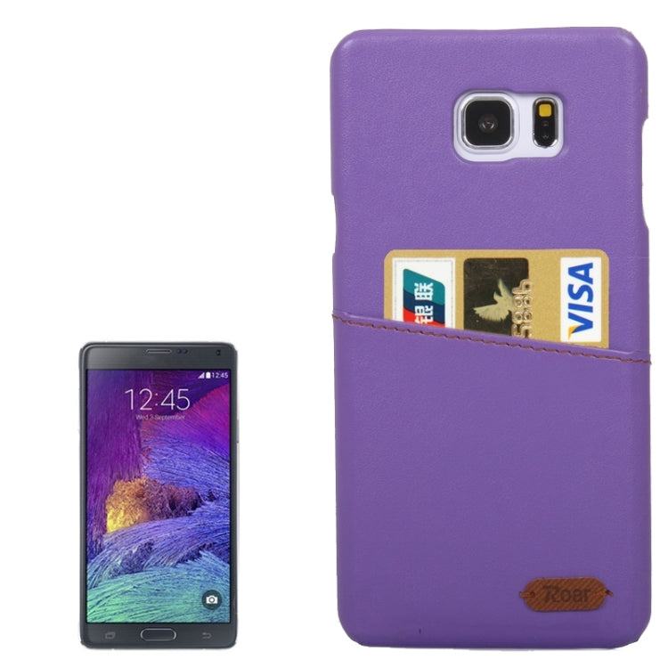 Roar Crazy Horse Texture PU Leather Paste Skin Hard Shell Plastic Case with Card Slot for Galaxy Note 5 / N920
