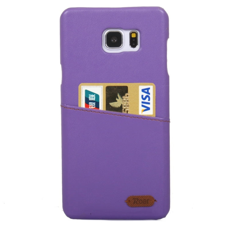 Roar Crazy Horse Texture PU Leather Paste Skin Hard Shell Plastic Case with Card Slot for Galaxy Note 5 / N920