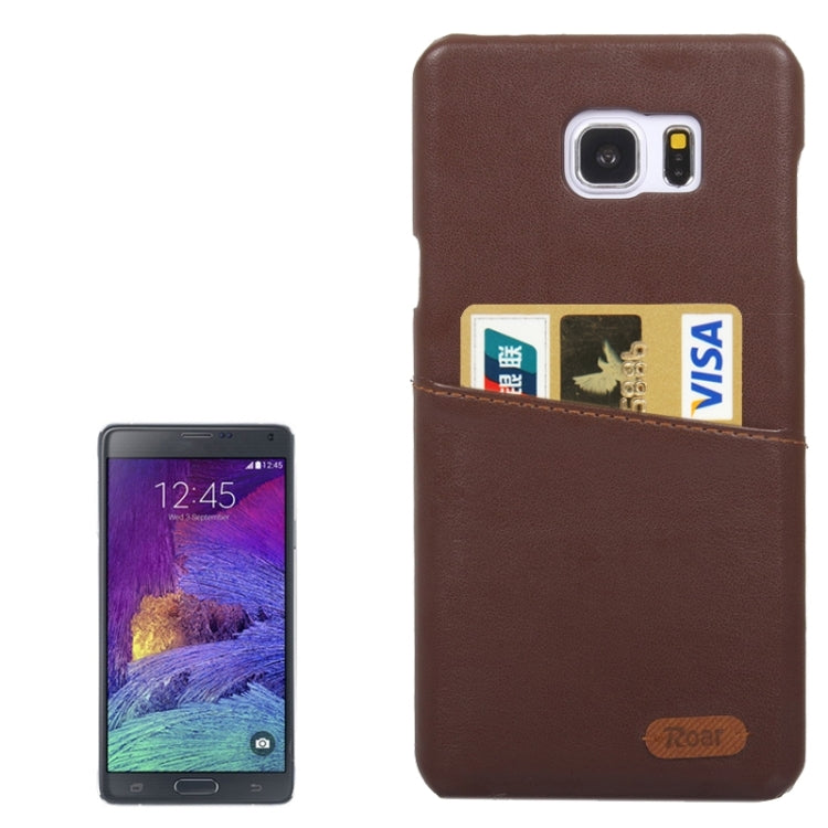 Roar Crazy Horse Texture PU Leather Paste Skin Hard Shell Plastic Case with Card Slot for Galaxy Note 5 / N920