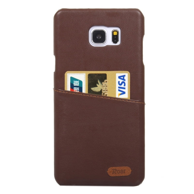 Roar Crazy Horse Texture PU Leather Paste Skin Hard Shell Plastic Case with Card Slot for Galaxy Note 5 / N920