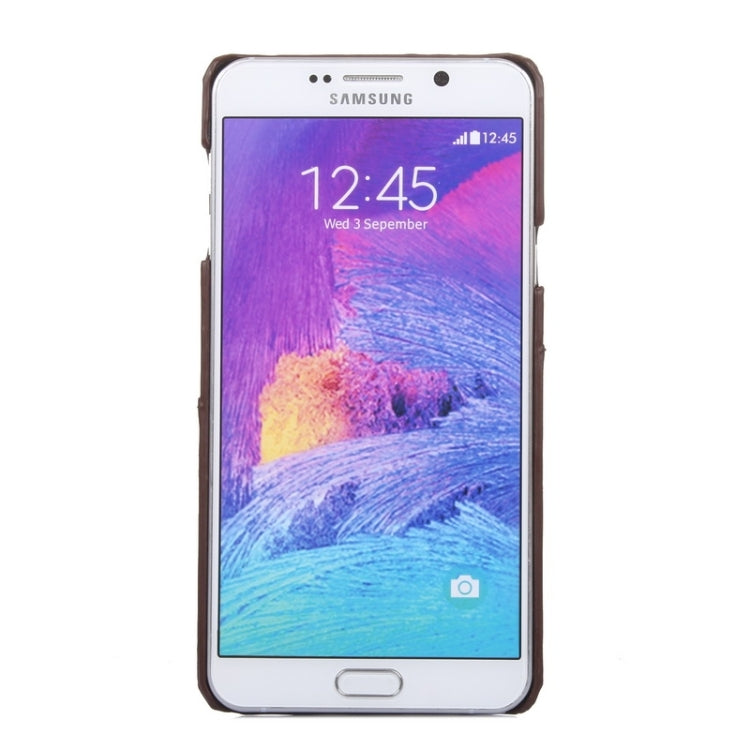 Roar Crazy Horse Texture PU Leather Paste Skin Hard Shell Plastic Case with Card Slot for Galaxy Note 5 / N920