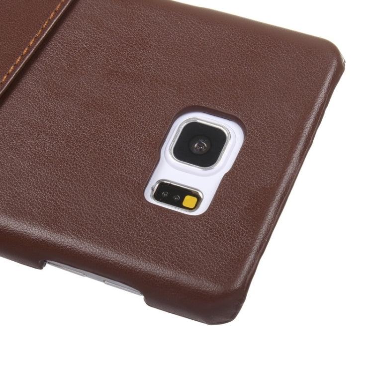 Roar Crazy Horse Texture PU Leather Paste Skin Hard Shell Plastic Case with Card Slot for Galaxy Note 5 / N920