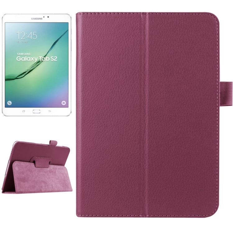 Litchi Texture Horizontal Flip Solid Color Smart Leather Case with Two-folding Holder & Sleep / Wake-up Function for Galaxy Tab S2 8.0 / T715