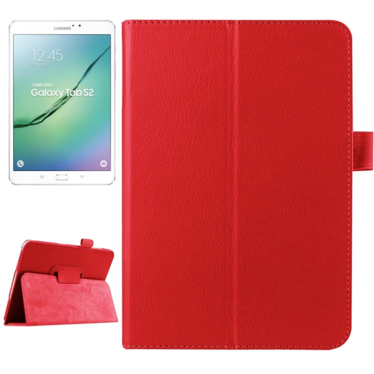 Litchi Texture Horizontal Flip Solid Color Smart Leather Case with Two-folding Holder & Sleep / Wake-up Function for Galaxy Tab S2 8.0 / T715