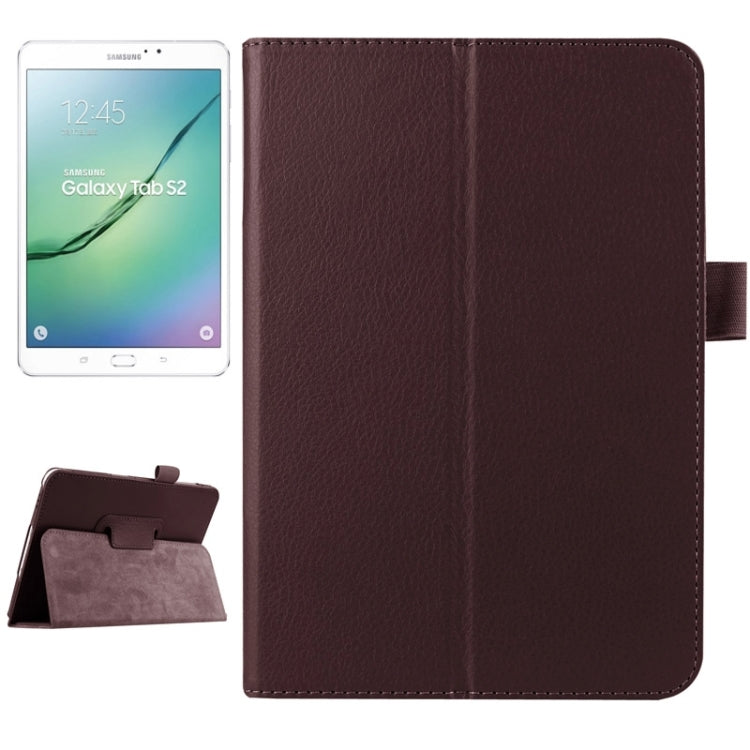 Litchi Texture Horizontal Flip Solid Color Smart Leather Case with Two-folding Holder & Sleep / Wake-up Function for Galaxy Tab S2 8.0 / T715