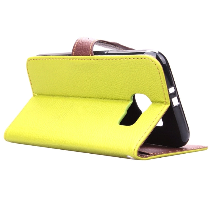 For Galaxy S6 / G920 Leaf Magnetic Snap Litchi Texture Horizontal Flip Leather Case with Card Slots & Holder & Lanyard