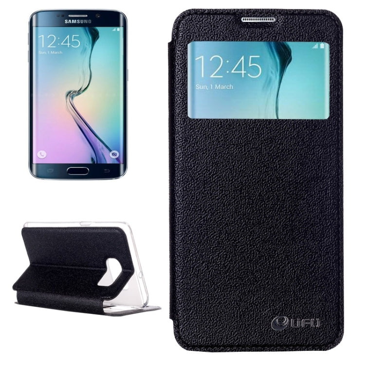 For Galaxy S6 Edge / G925 UFO Flavedo Texture Horizontal Flip Leather Case with Caller ID Display & Holder & Card Slot