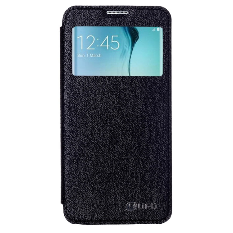 For Galaxy S6 Edge / G925 UFO Flavedo Texture Horizontal Flip Leather Case with Caller ID Display & Holder & Card Slot