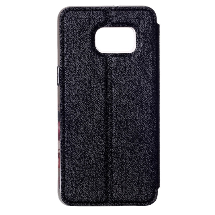 For Galaxy S6 Edge / G925 UFO Flavedo Texture Horizontal Flip Leather Case with Caller ID Display & Holder & Card Slot