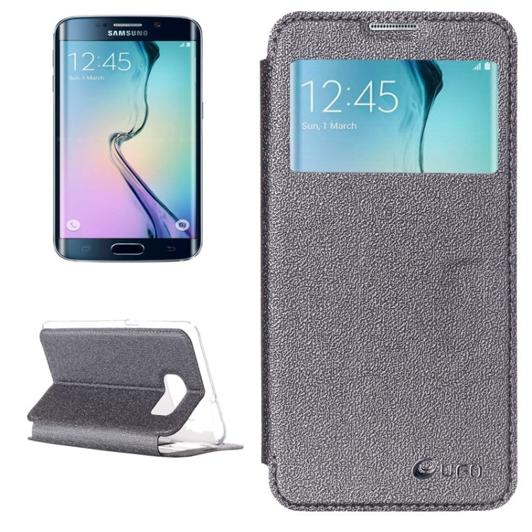 For Galaxy S6 Edge / G925 UFO Flavedo Texture Horizontal Flip Leather Case with Caller ID Display & Holder & Card Slot