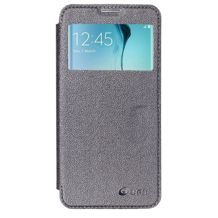 For Galaxy S6 Edge / G925 UFO Flavedo Texture Horizontal Flip Leather Case with Caller ID Display & Holder & Card Slot