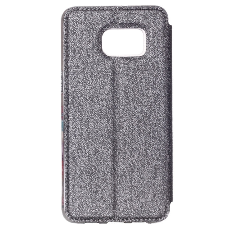 For Galaxy S6 Edge / G925 UFO Flavedo Texture Horizontal Flip Leather Case with Caller ID Display & Holder & Card Slot