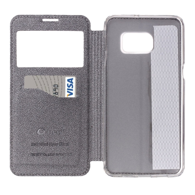 For Galaxy S6 Edge / G925 UFO Flavedo Texture Horizontal Flip Leather Case with Caller ID Display & Holder & Card Slot
