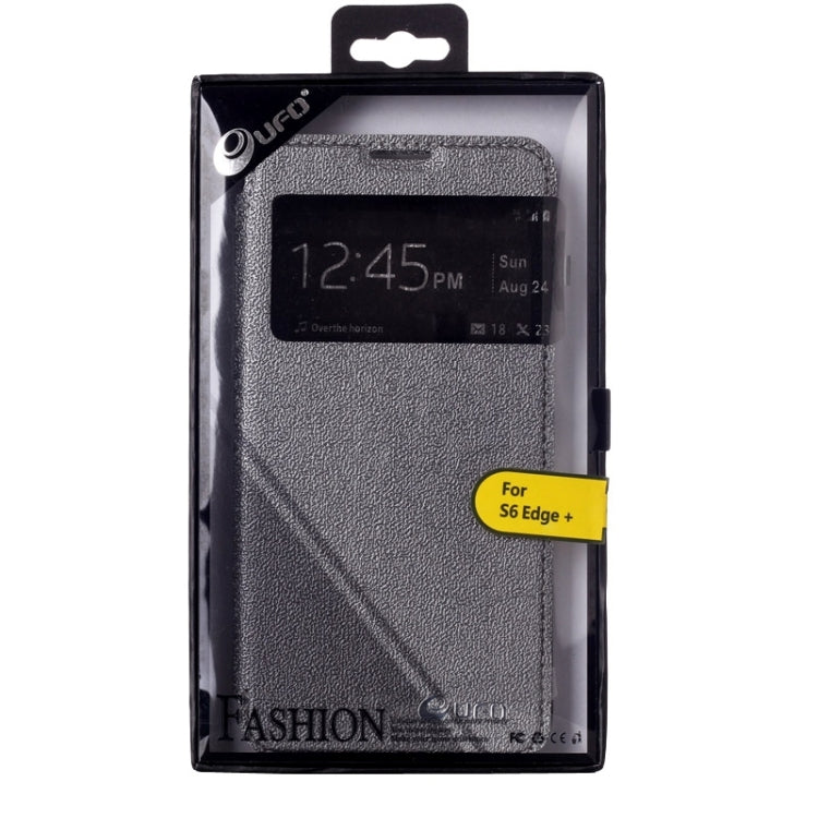 For Galaxy S6 Edge / G925 UFO Flavedo Texture Horizontal Flip Leather Case with Caller ID Display & Holder & Card Slot