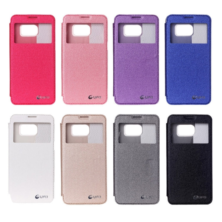 For Galaxy S6 Edge / G925 UFO Flavedo Texture Horizontal Flip Leather Case with Caller ID Display & Holder & Card Slot
