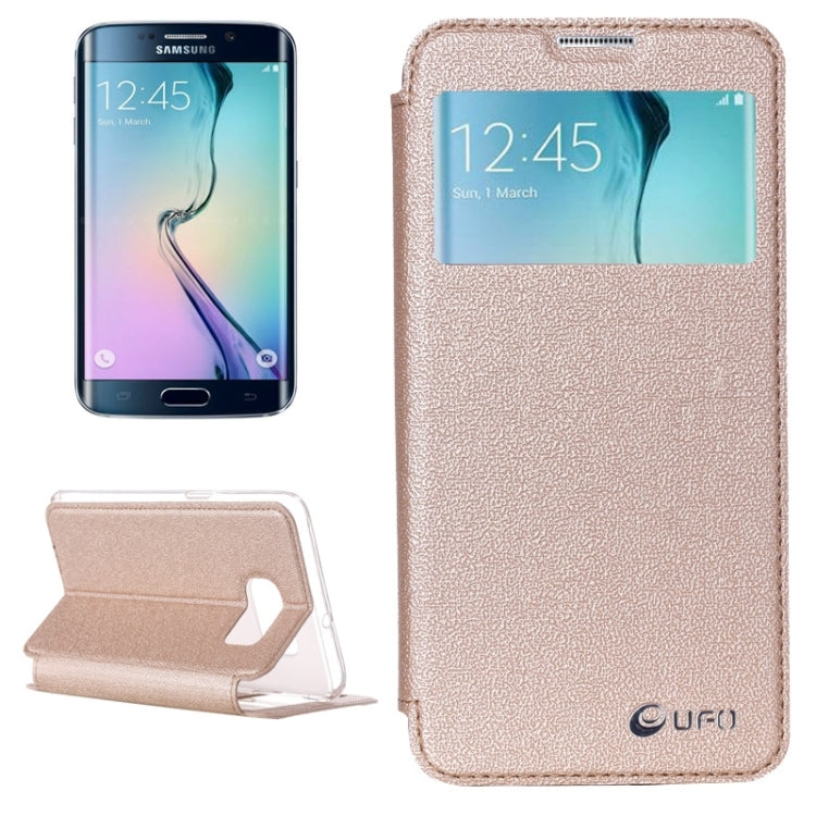 For Galaxy S6 Edge / G925 UFO Flavedo Texture Horizontal Flip Leather Case with Caller ID Display & Holder & Card Slot