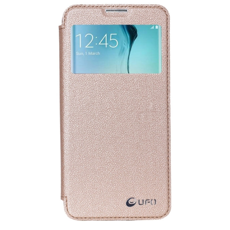 For Galaxy S6 Edge / G925 UFO Flavedo Texture Horizontal Flip Leather Case with Caller ID Display & Holder & Card Slot