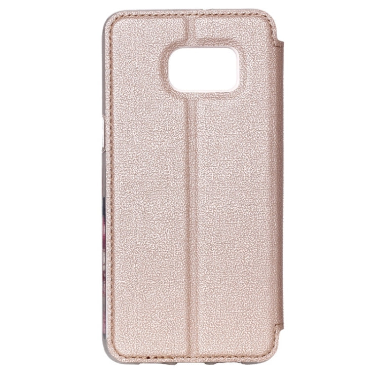 For Galaxy S6 Edge / G925 UFO Flavedo Texture Horizontal Flip Leather Case with Caller ID Display & Holder & Card Slot