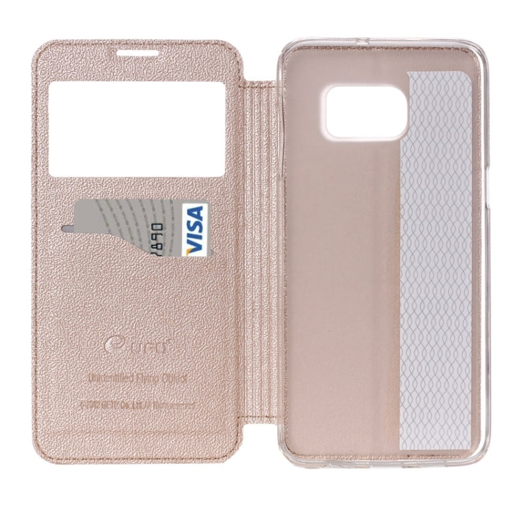 For Galaxy S6 Edge / G925 UFO Flavedo Texture Horizontal Flip Leather Case with Caller ID Display & Holder & Card Slot