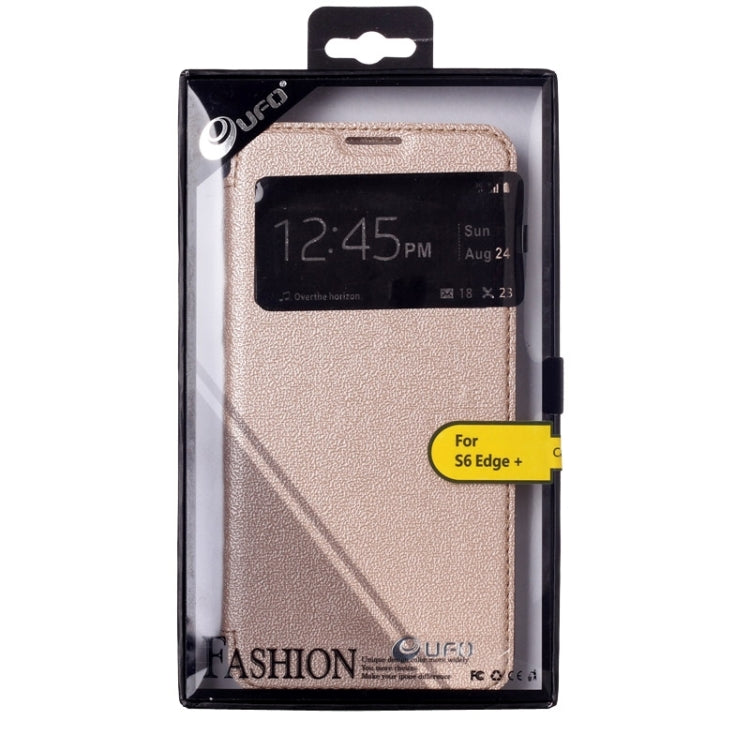 For Galaxy S6 Edge / G925 UFO Flavedo Texture Horizontal Flip Leather Case with Caller ID Display & Holder & Card Slot