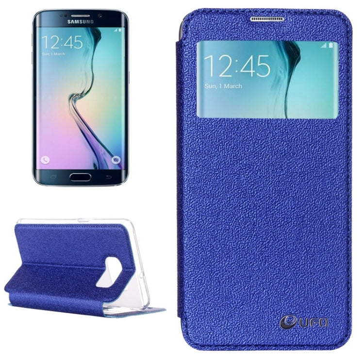 For Galaxy S6 Edge / G925 UFO Flavedo Texture Horizontal Flip Leather Case with Caller ID Display & Holder & Card Slot