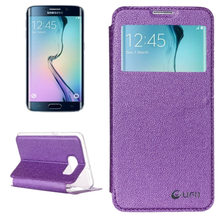 For Galaxy S6 Edge / G925 UFO Flavedo Texture Horizontal Flip Leather Case with Caller ID Display & Holder & Card Slot