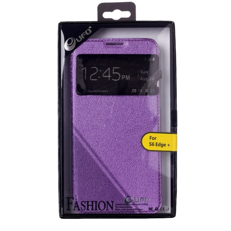 For Galaxy S6 Edge / G925 UFO Flavedo Texture Horizontal Flip Leather Case with Caller ID Display & Holder & Card Slot