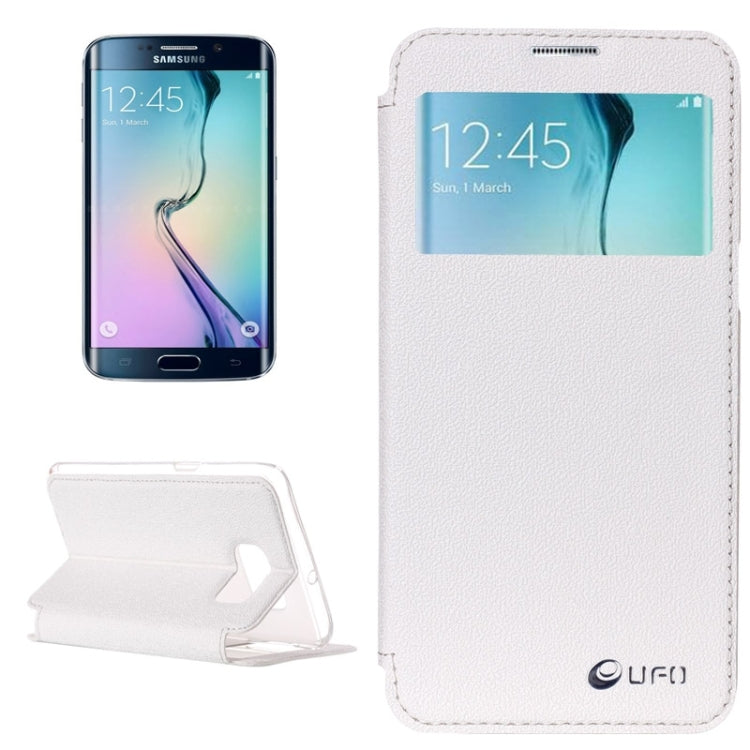For Galaxy S6 Edge / G925 UFO Flavedo Texture Horizontal Flip Leather Case with Caller ID Display & Holder & Card Slot