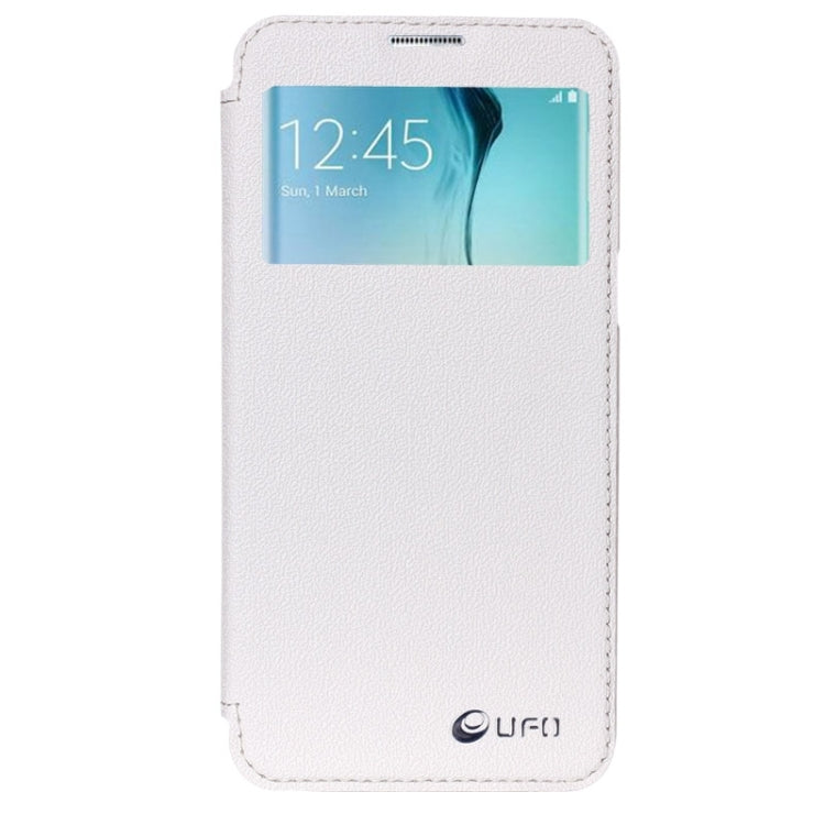 For Galaxy S6 Edge / G925 UFO Flavedo Texture Horizontal Flip Leather Case with Caller ID Display & Holder & Card Slot