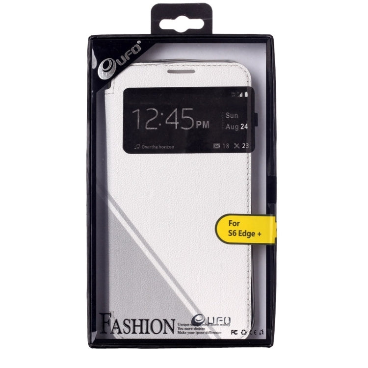 For Galaxy S6 Edge / G925 UFO Flavedo Texture Horizontal Flip Leather Case with Caller ID Display & Holder & Card Slot