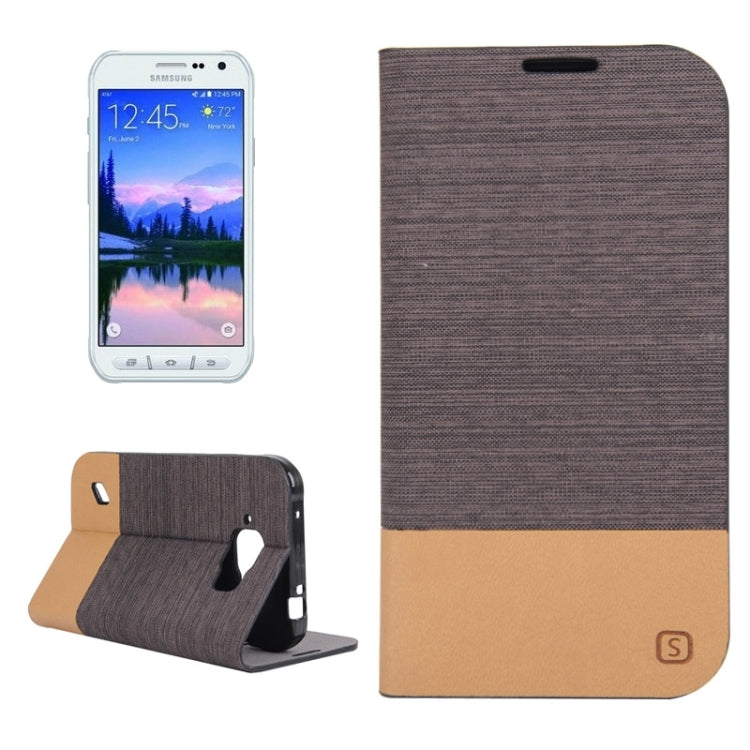 Canvas Texture Horizontal Flip Leather Case with Holder & Card Slots for Galaxy S6 Active / G890A