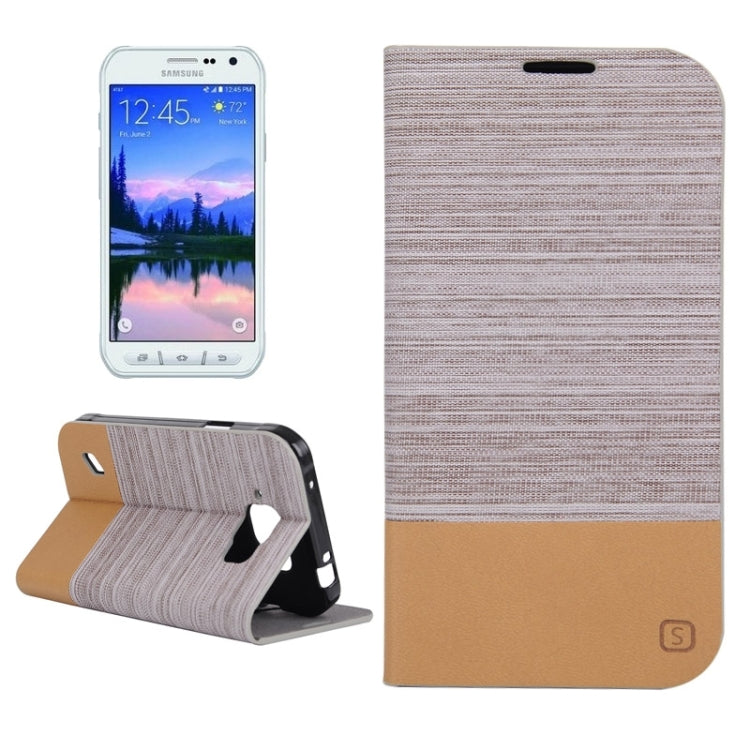 Canvas Texture Horizontal Flip Leather Case with Holder & Card Slots for Galaxy S6 Active / G890A