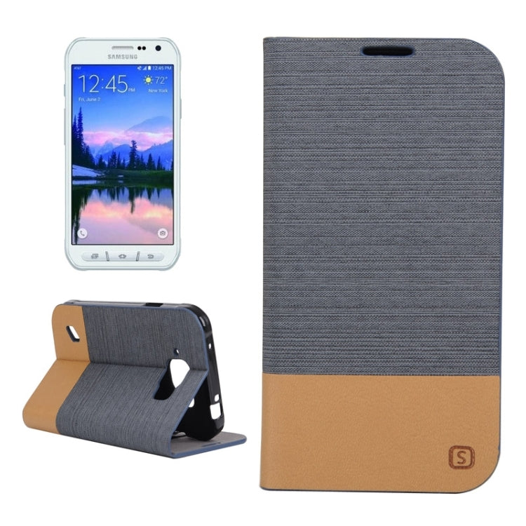 Canvas Texture Horizontal Flip Leather Case with Holder & Card Slots for Galaxy S6 Active / G890A