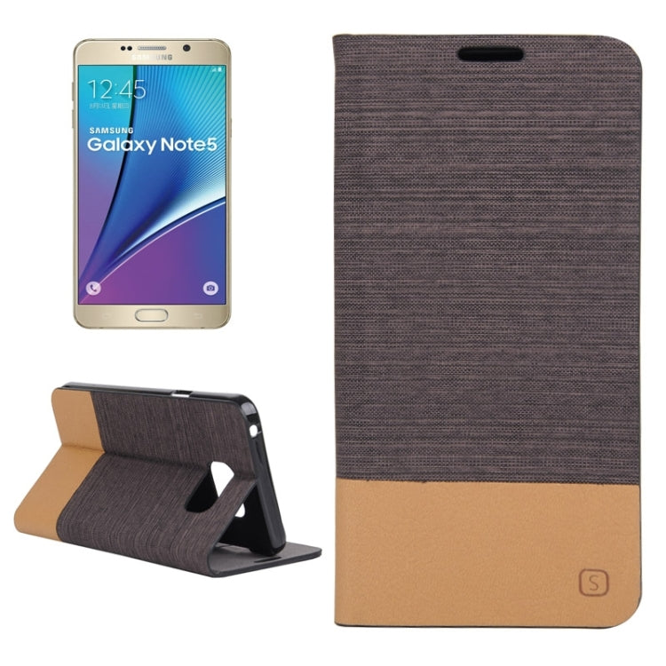 Canvas Texture Horizontal Flip Leather Case with Holder & Card Slots for Galaxy Note 5 / N9200