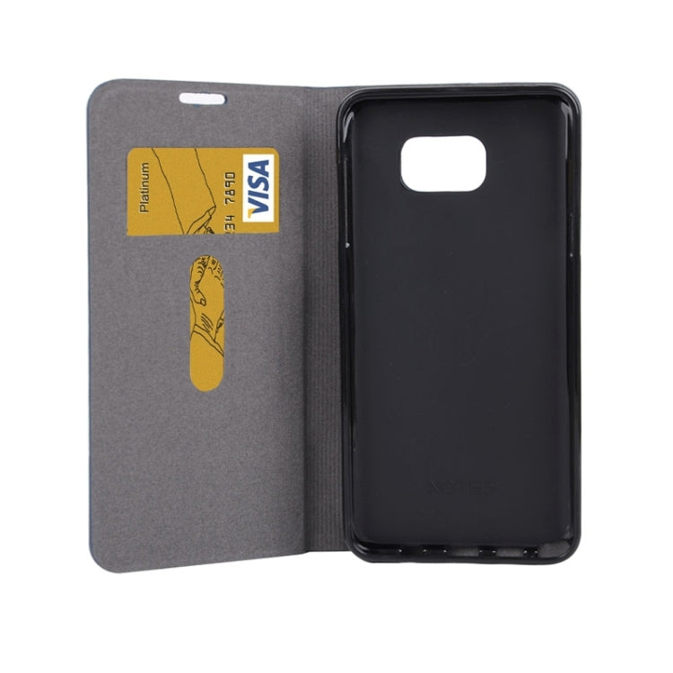 Canvas Texture Horizontal Flip Leather Case with Holder & Card Slots for Galaxy Note 5 / N9200
