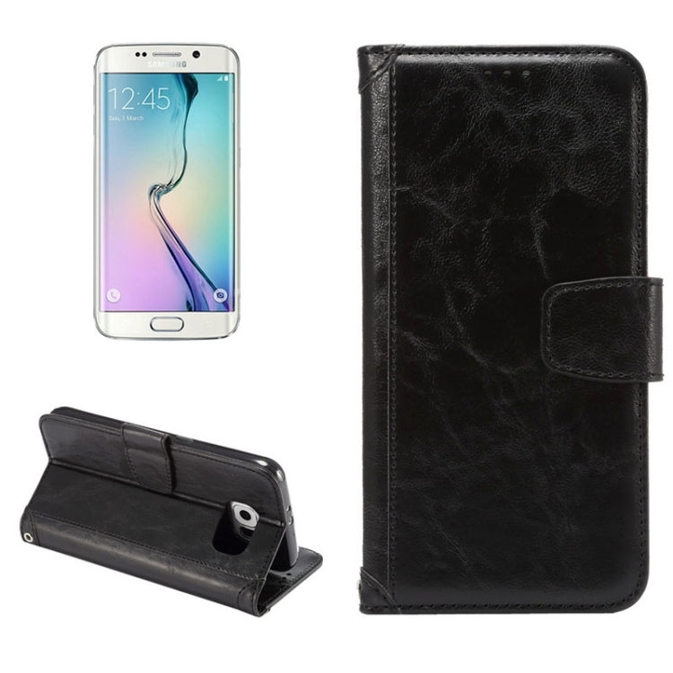 For Galaxy S6 Edge / G925 Wax Crazy Horse Texture Horizontal Flip Leather Case with Holder & Card Slots & Wallet & Photo Frame